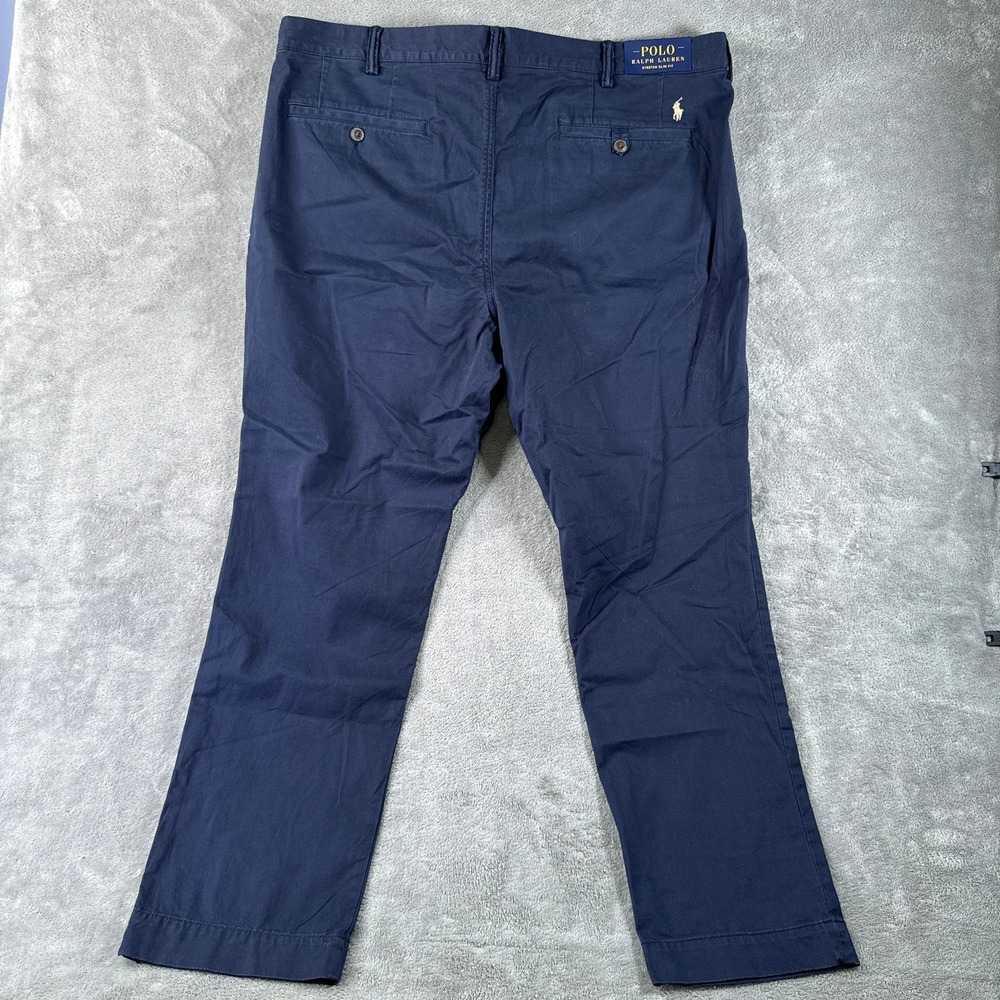 Polo Ralph Lauren Chino Pants Mens 40x30 Navy Blue Slim Stretch Flat Front
